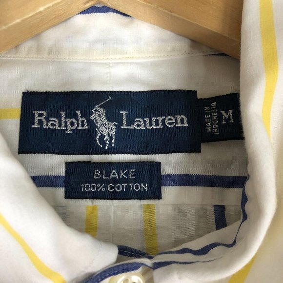 Ralph Lauren Men's Medium Blake Button Down Shirt Short Sleeve Pony Preppy White - Picture 9 of 9